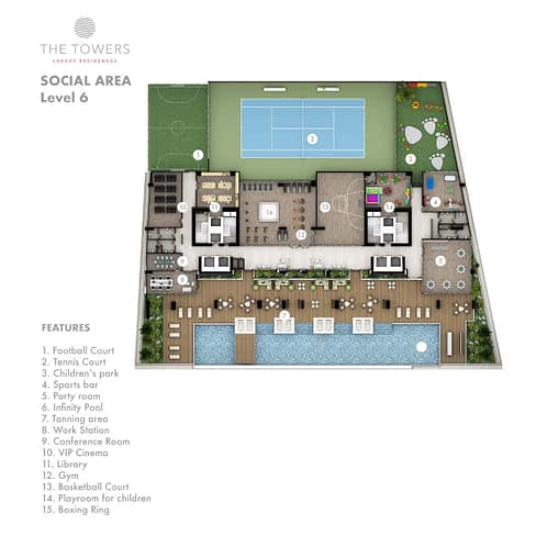 The Towers - Punta Paitilla - Social Area Floor Plan