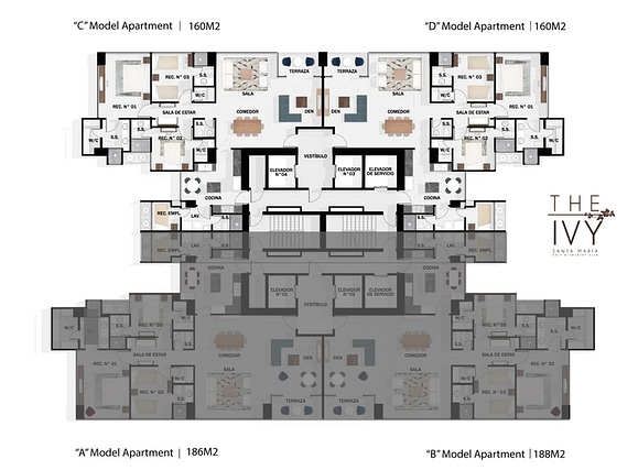 The Ivy Floorplans C and D - Ocean View